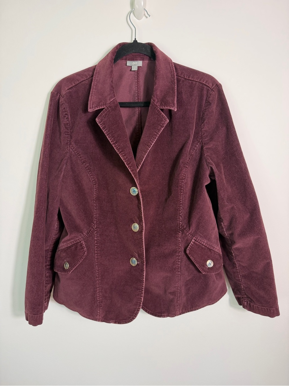 J. Jill Corduroy Blazer burgundy stretch cotton woman’s large business casual - Picture 2 of 8
